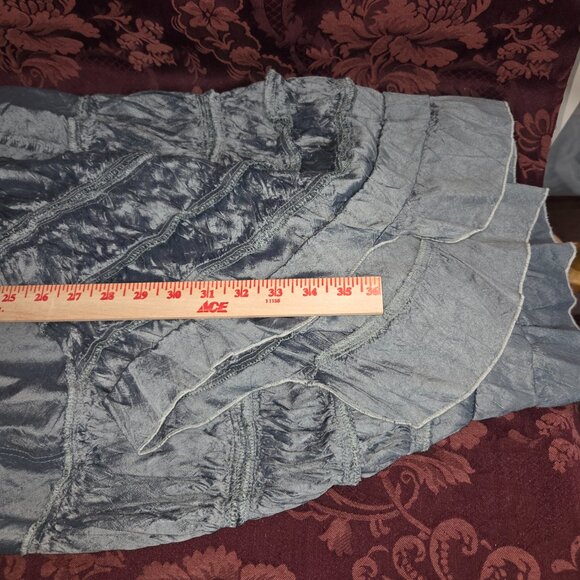 Magnolia Pearl Blue Silk Tiered Elastic Ruched Sundress - Picture 11 of 11